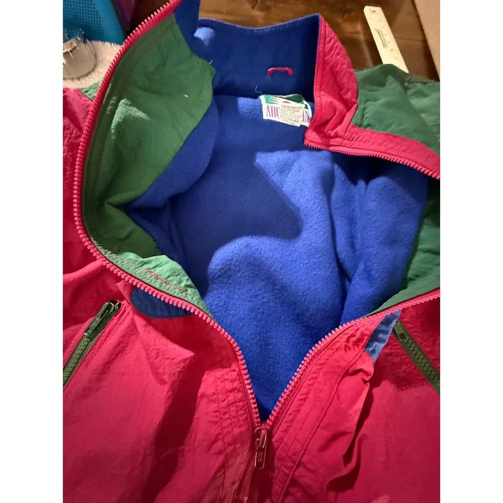 Arctic Sun Vintage Kids‎ Colorblock Coat Pink Green Blue Size L 14